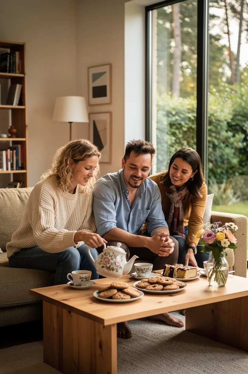 Žolelių arbatos lapeliai ir džiovintos gėlės šalia atviro dienoraščio apie kasdienį ramumą